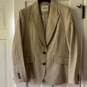Boden Neutral Beige Linen-Blend Blazer